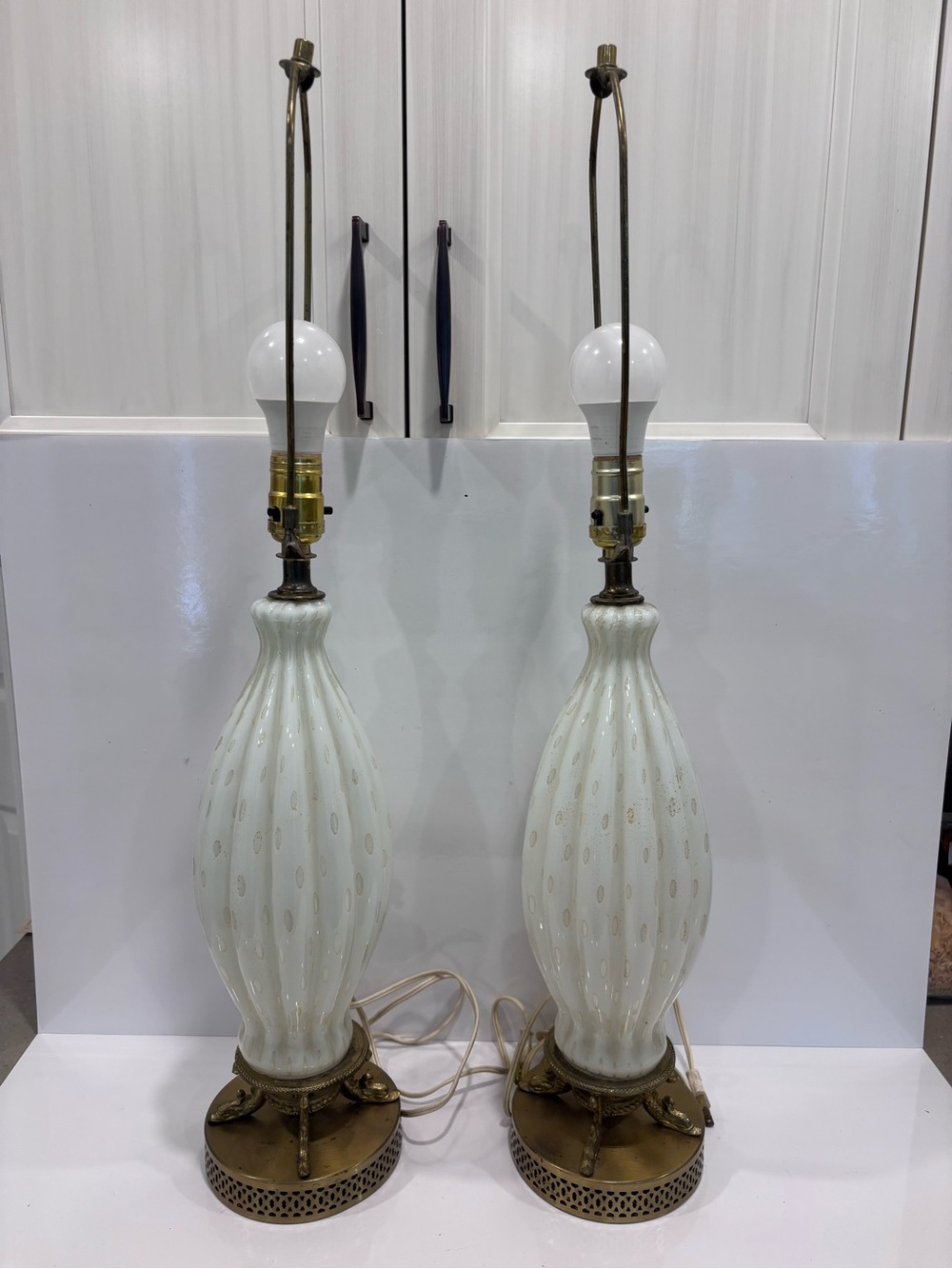 Vintage Murano Style Blown Glass Lamp Set Of 2 - Picture 1 of 12